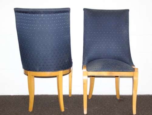 Eight superb yellow wood & walnut burr dining room chairs with awesome carvers - price/chair