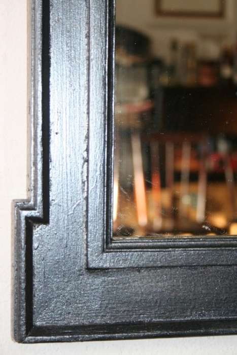 An amazing vintage solid wooden framed "Roman entrecoupe pediment gabled" two-tone wall mirror