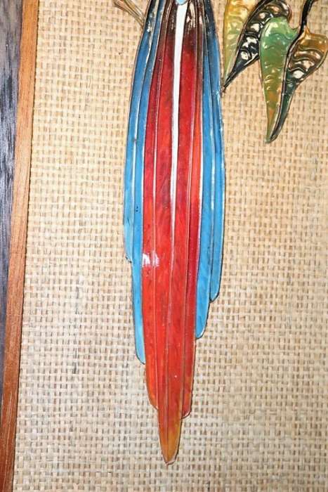 **RS17** A signed original "Lez Frizelle" African Parrot hand-enamelled on copper framed artwork