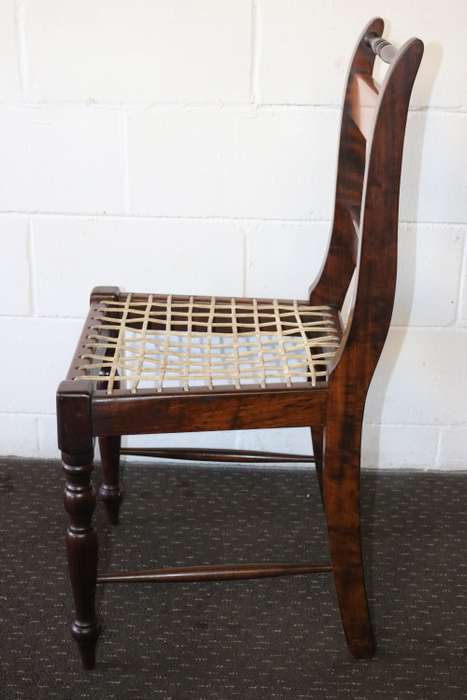 4x fabulous vintage solid Yellow wood & Imbuia riempie dining chairs price/chair - RS17Sale