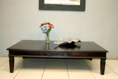 A beautifully made LARGE Indonesian Teak centre coffee table with gorgeous classic lines & a drawer