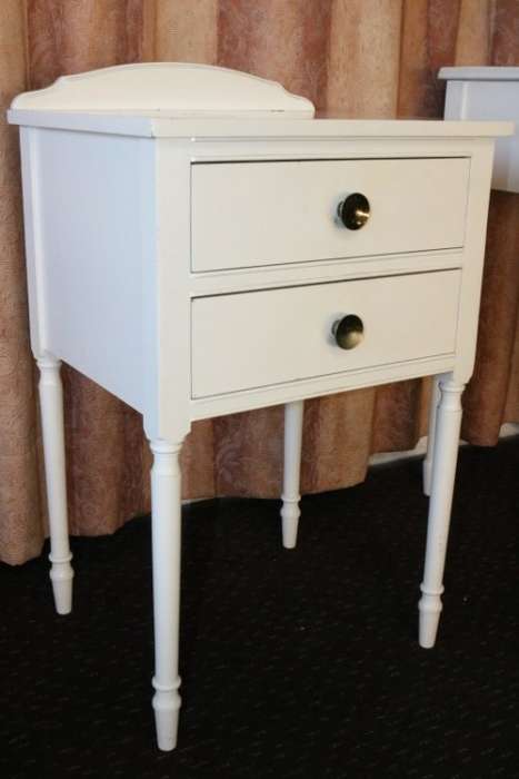 A lovely vintage white dressing table, side table and stool - lovely bedroom set in great condition
