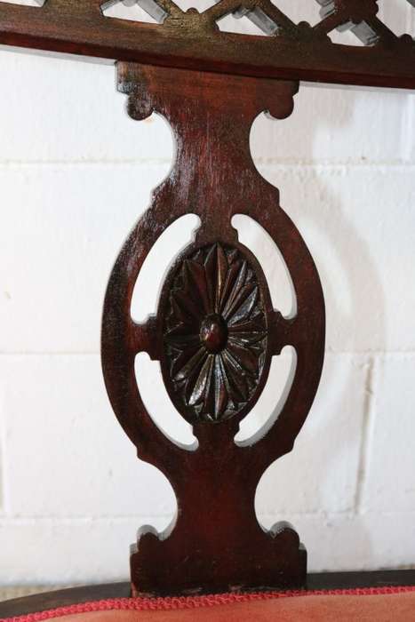 A fantastic antique Edwardian "duet parlour settee" couch w magnificent carved detailing - stunning!