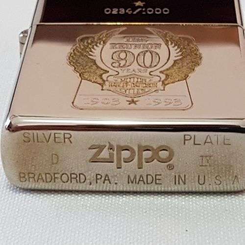A spectacular boxed Limited Edition (No. 234 of 1000) Zippo Harley Davidson 90th Reunion lighter
