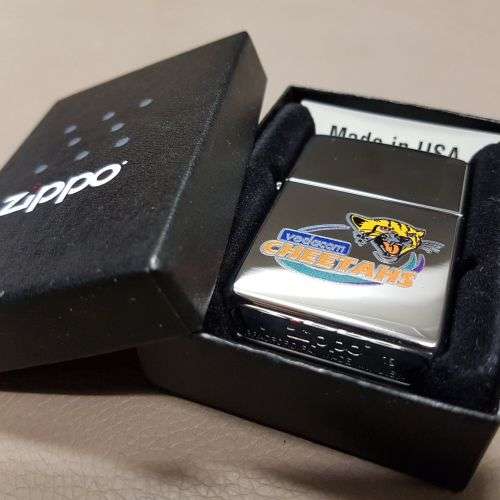 **RS17** A wonderful authentic Zippo "South African Rugby" CHEETAHS brushed chrome lighter