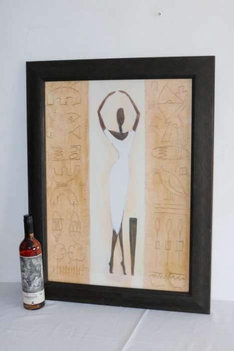 An amazing framed (behind glass) "Abstract" style painting print of an African lady! - RS17Sale