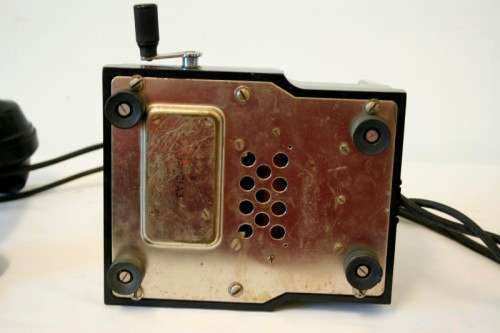 An amazing vintage British made Telephone Manufacturing Company (TMC) black Bakelite crank phone