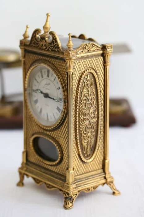 An amazing vintage mid-century German made "Schmid Schlenker" ornate mantle carriage clock