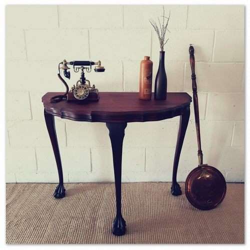A beautiful vintage (larger than normal) ball & claw Imbuia half moon display/occasional table - wow