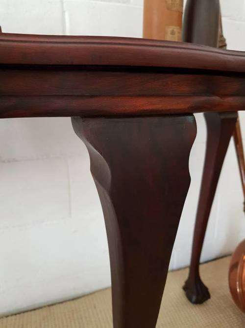 A beautiful vintage (larger than normal) ball & claw Imbuia half moon display/occasional table - wow