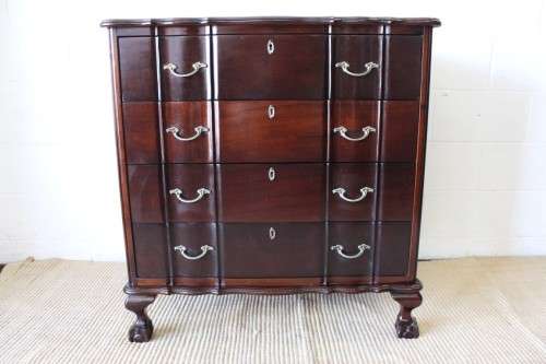 **RS17_Clearance** Vintage "G.P Milne" Imbuia brass handled 4-drawer ball & claw chest of drawers
