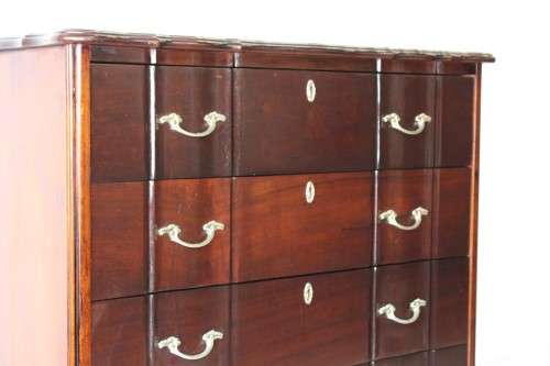 **RS17_Clearance** Vintage "G.P Milne" Imbuia brass handled 4-drawer ball & claw chest of drawers