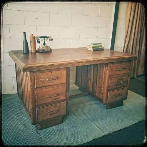 **RS17_Clearance** Vintage solid partridge wood 6-drawer executives desk in wonderful condition