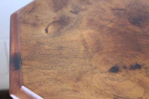 **RS17** An antique (c1890's) Victorian walnut octagonal sewing table w/ an array of compartments