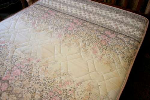 A stunning vintage solid carved Oak double bed headboard & footboard with an Edblo mattress set.