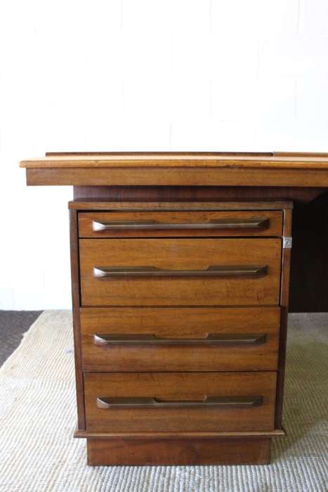 **RS17** A vintage large Yew wood executives office desk with a leather inlay top and ample space!!
