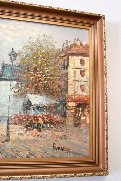 **RS17** A beautiful original signed and framed "Burnett" oil painting of a village scene.