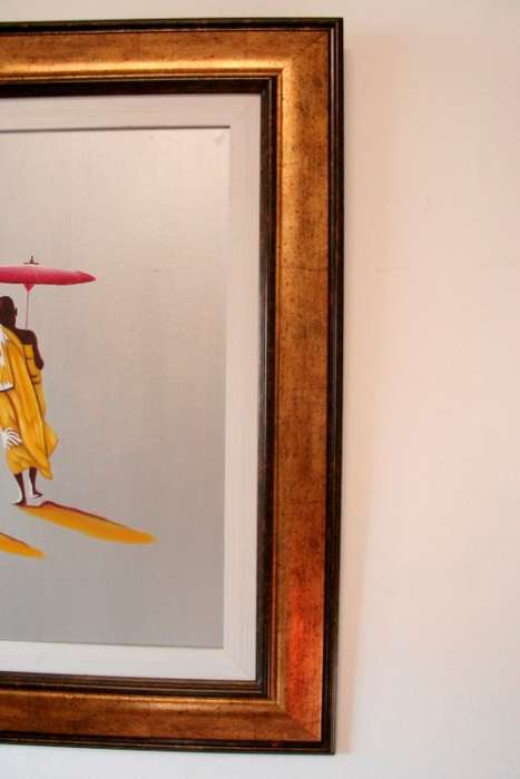 A beautifully framed (Bali) Buddhist Monks walking acrylic painting w awesome rich colours.