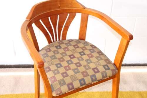**RS17** Awesome original "Woodlam" bentwood Sheraton style occasional chair w/ upholstered seat