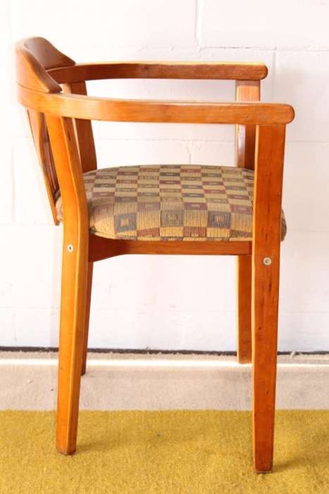 **RS17** Awesome original "Woodlam" bentwood Sheraton style occasional chair w/ upholstered seat