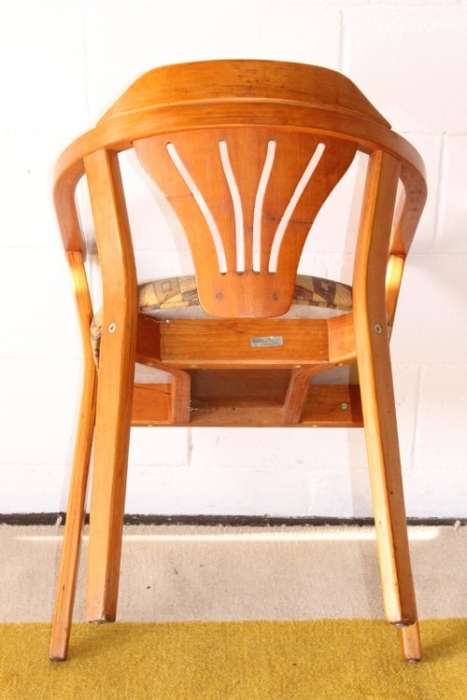 **RS17** Awesome original "Woodlam" bentwood Sheraton style occasional chair w/ upholstered seat