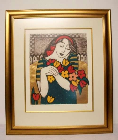 A wonderful signed & numbered (7 of 100) Anine Barnard framed etching titled "Summer dreams"