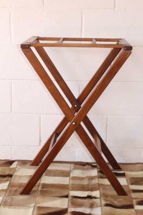 A superb & well made solid teak guest luggage stand in great condition; fold-able for easy storage