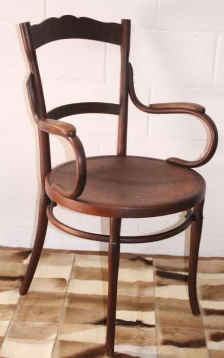 An incredible rare antique Edwardian solid oak bentwood armchair/ carver chair with pressed pattern