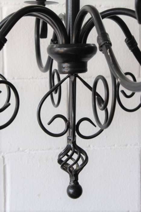 A stunning large 6-arm black wrought iron ceiling lights/ chandeliers  - Only one available