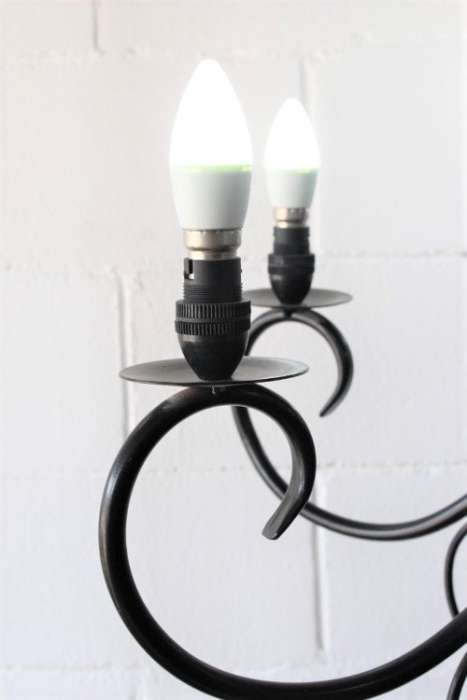 A stunning large 6-arm black wrought iron ceiling lights/ chandeliers  - Only one available