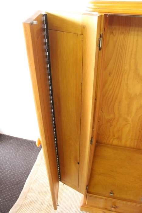 A stunning, well made double folding-door Yellow wood wardrobe with two storage drawers