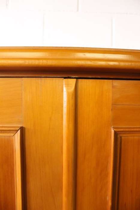 A stunning, well made double folding-door Yellow wood wardrobe with two storage drawers