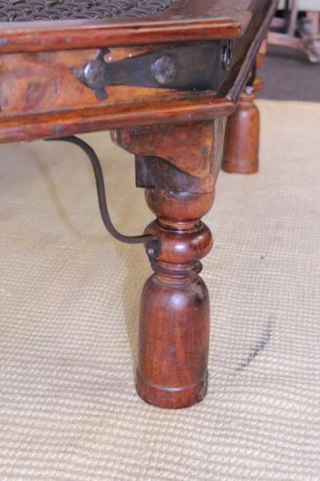 Magnificent larger solid Balinese Teak metal/ iron grate-top centre coffee table w/ substantial legs