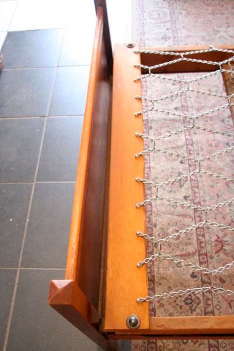 A vintage Excelsior spring base 3/4 (109cm)  bed incl. headboard, footboard & mounting struts.