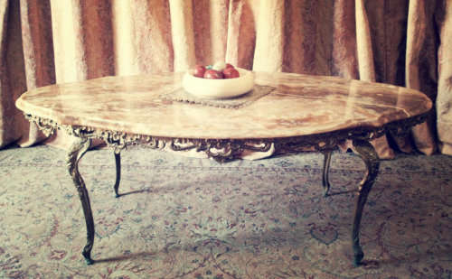 A superb solid brass and marble top oval coffee table. - stunning in formal lounges, entrances!!