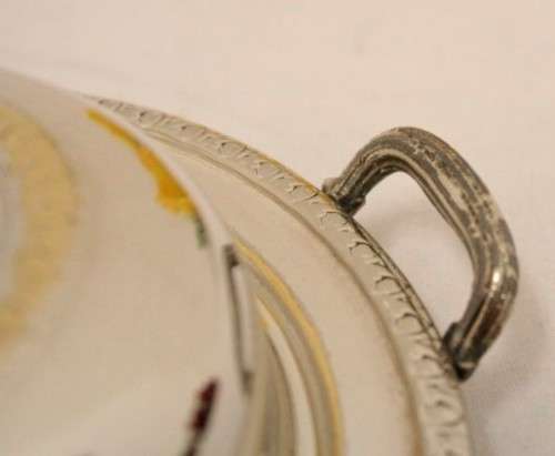 A gorgeous vintage Seranco silver plated lidded breakfast butter dish with an ornate lid.