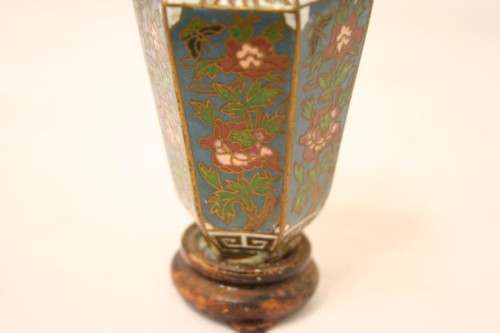 A hand painted solid brass urn vase with colourful floral detailing-Lifespace Sale