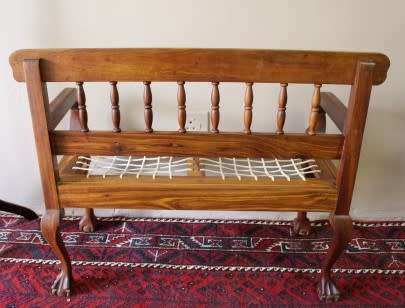 A wonderful well-made, sturdy vintage 2 seater riempie Blackwood bench - perfect  in a lapa/ patio!