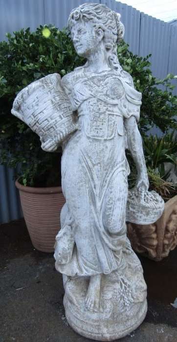 A beautiful concrete free standing water feature statue of a lady. Stunning in a fountain or garden!