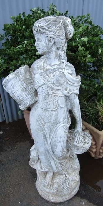 A beautiful concrete free standing water feature statue of a lady. Stunning in a fountain or garden!