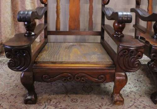 Two gorgeous vintage carved Imbuia ball & claw chairs - add your own cushions-Lifespace Sale