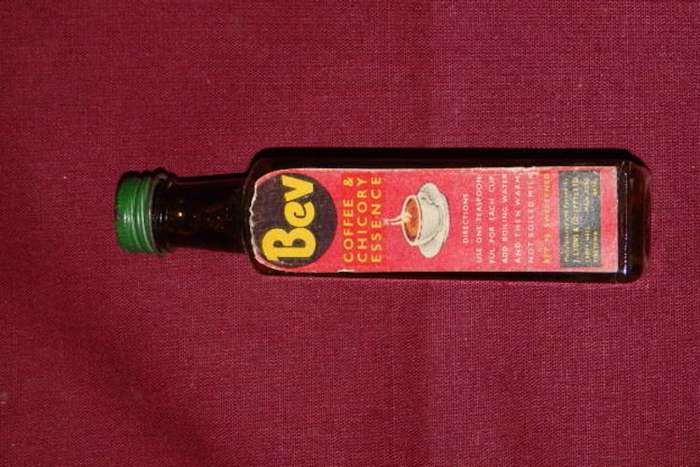AN AMAZING VINTAGE (c1930's) BOTTLE OF J. LYONS & Co. "BEV" COFFEE AND CHICORY ESSENCE