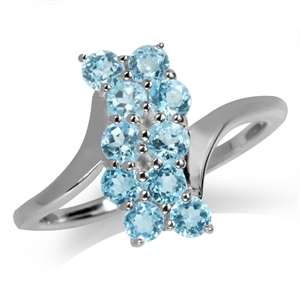 100% NATURAL TOPAZ CLUSTER RING