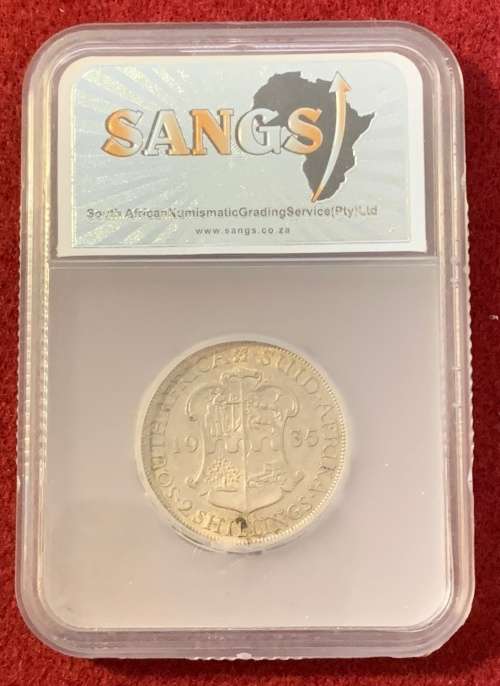 1935 Union of South Africa Silver Florin - SANGS Graded AU53(EF)
