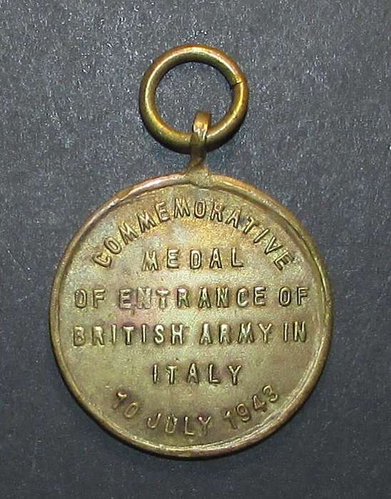 World War Two - 8th Army Commemorative Medal of Entrance of British Army in Italy - 10 July 1943