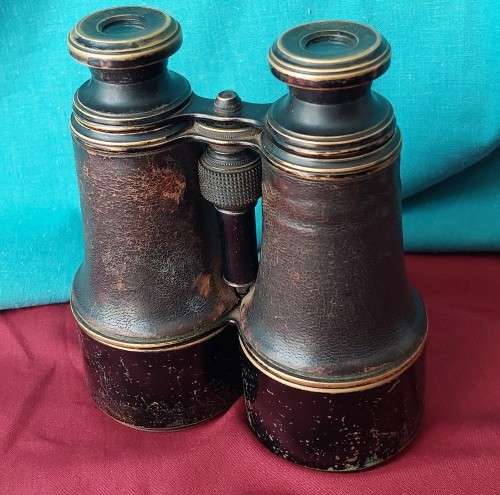 Antique Aitchison and Co ( Fleet str ) Binoculars / Field Glasses with original leather case
