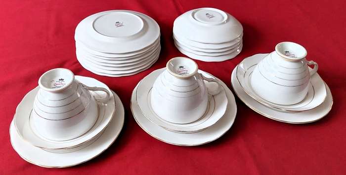Queen Anne Bone China  - 22 piece White Tea Set with Gilt Trimming & Edging