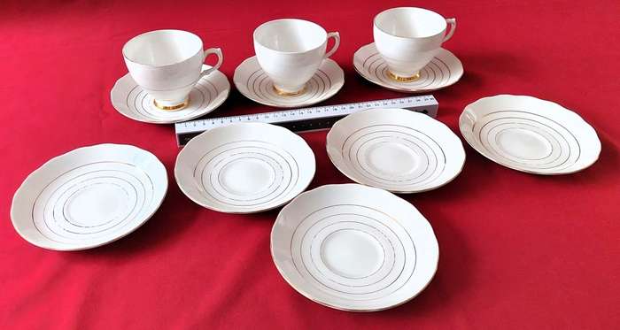 Queen Anne Bone China  - 22 piece White Tea Set with Gilt Trimming & Edging