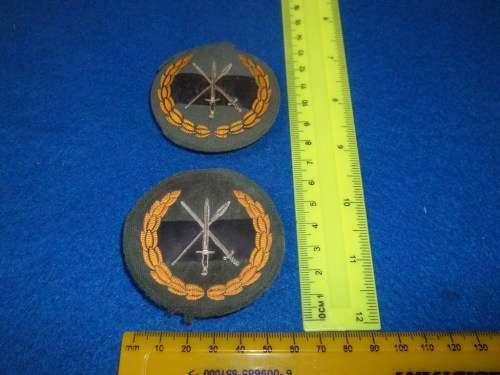 SANDF - Two Infantry Wide Cloth Beret Badges - One Well used