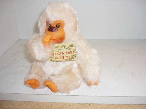 GONGA MONKEY-PLUSH-WHITE-14CM TALL-ORIGINAL NECK TAG
